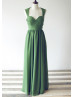 Olive Green Ruching Chiffon Heart Cut Back Floor Length Prom Dress